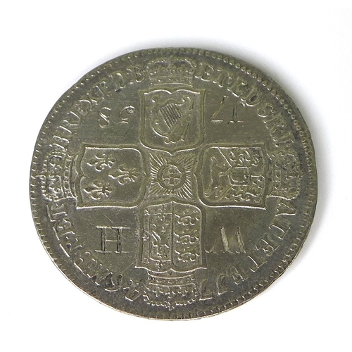48 - A George II silver Lima half crown, dated 1746, the reverse later engraved WH 1758.