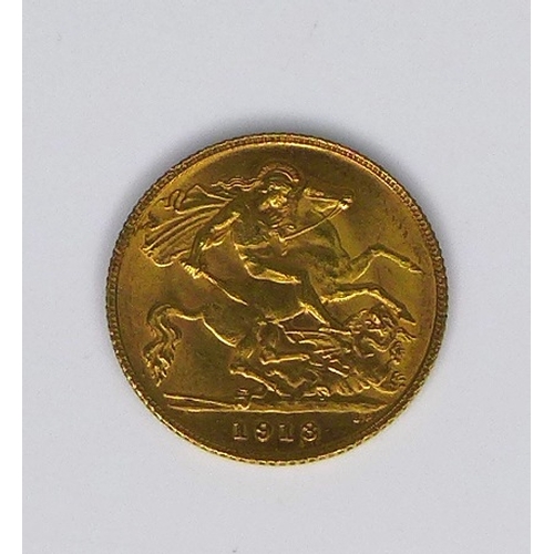 53 - A George V gold half sovereign, 1913.