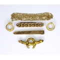 A collection of gold jewellery including a 9ct gold tie pin, a 9ct gold chain, a pair of 9ct gold ea... 