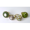 Private Collection-Vintage and Modern design rings: Four 9ct 1960s style dress rings, comprising thr... 
