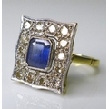 Private Collection-Vintage and Modern design rings: An 18ct gold, diamond and sapphire Art Deco styl... 