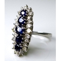 Private Collection-Vintage and Modern design rings: An 18ct white gold, sapphire and diamond ring, o... 