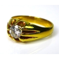 An 18ct gold and diamond ring, the 0.75ct brilliant cut diamond in a stylised claw setting, size U, ... 