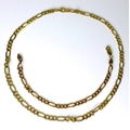 A 9ct gold flattened curb link chain necklace and matching bracelet, 33.6g total. (2)