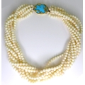 A vintage designer 18ct gold, turquoise and angel coral necklace from Trimingham's Bermuda, circa 19... 