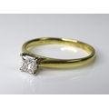 An 18ct gold and diamond princess cut solitaire ring, stone approximately 0.25ct, size P, 2.4g.