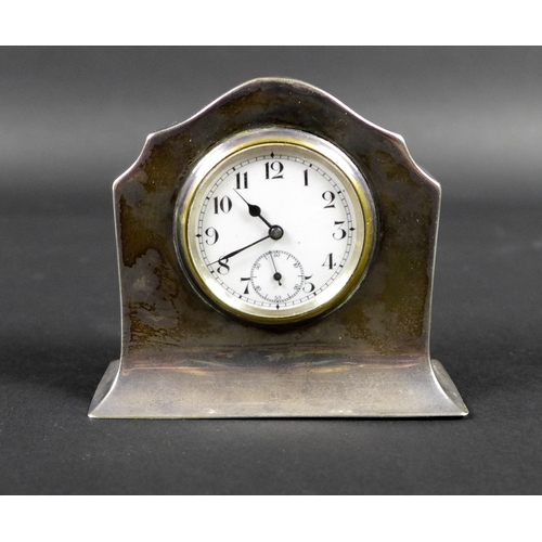 3 - A Mappin and Webb silver cased miniature mantle clock, with Arabic dial and Swiss movement, 6.5 by 2... 