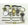 A collection of wristwatches, including four gentleman's watches with steel bracelets and four cockt... 