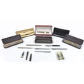 A collection of Parker and Sheaffer pens, four with 14ct gold nibs, together with some biros, compri... 