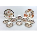 A group of Royal Crown Derby bone china wares, comprising three Birds Imari pattern tea cups with sa... 