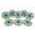 A set of eight Minton majolica oyster plates, circa 1870, shape 1323, each modelled with six shallow... 