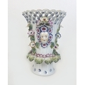 A Bow soft paste porcelain frill vase, circa 1760, of flared cylindrical form with incised body, pie... 