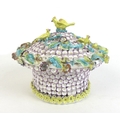 A 19th century porcelain bowl and cover, in the Meissen schneeballen style, encrusted all over with ... 