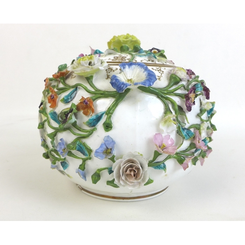 45 - A 19th century Minton porcelain encrusted polychrome vase and cover, circa 1830, decorated all over ... 
