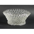 A late 18th century Liege a Traforato glass basket, of oval trumpet form, with openwork trellis trai... 