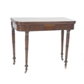 A George IV mahogany card table, of D form, the fold over surface fitted with green baize, decorativ... 