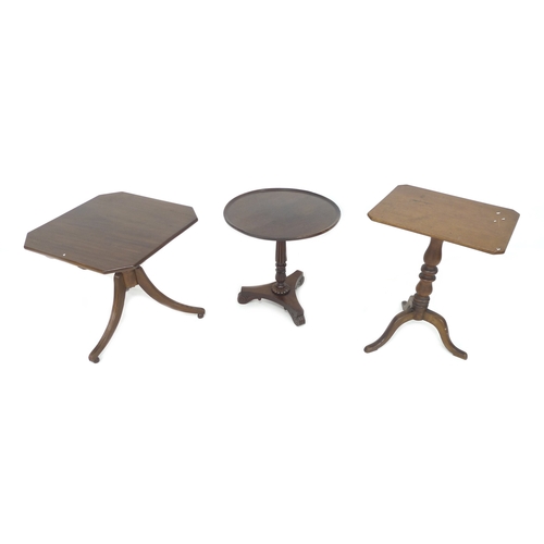 329 - A group of three occasional mahogany tables, 58.5 by 56cm high, 54.5 by 56cm high, and 51 by 38 by 6... 