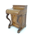 A Victorian burr walnut veneered piano front Davenport desk, with pop up letter rack, a/f not curren... 