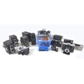 A collection of vintage cameras and photographic items, including a twin lens reflex Franke & Heidec... 