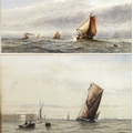 Charles H. Lewis (British, 19th century): a view of boats near docks, signed and dated 1848, waterco... 