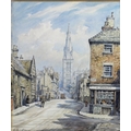 Wilfrid Rene Wood (British, 1888-1976): a view of Stamford, depicting St Mary's Hill, St Mary's chur... 