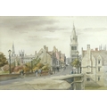 Gladys Rees Teesdale (British, 1898-1985): a view of Stamford, depicting a view of the town bridge w... 
