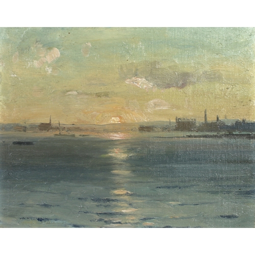 300 - Edward Seago RBA ARWS RWS (British, 1910–1974): 'Sunset - Poole Harbour', unsigned, oil on artist's ...