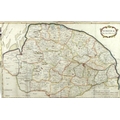 After Robert Morden (British, 1650-1703): a 17th century map of 'Norfolk', hand coloured, 37 by 58.5... 