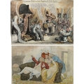 Two James Gillray (1756-1815) hand coloured, cartoon prints: 'Lilliputian Substitutes Equiping for P... 