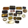 A group of nineteen 19th century and later snuff boxes and small lidded pots, including a 19th centu... 