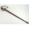 An early 20th century Officers' sword with leather scabbard, with GR monogram to the pierced guard, ... 
