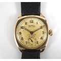 A gentleman's vintage Rotary Super-Sports 9ct gold cased wristwatch, circa 1940, the champagne dial ... 
