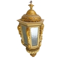 A mid 20th century giltwood Venetian lantern, six sided, carved decoration, fitted for electricity, ... 