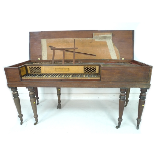 390 - An early 19th century square piano by John Broadwood & Sons, London, mahogany case raised on six tur... 