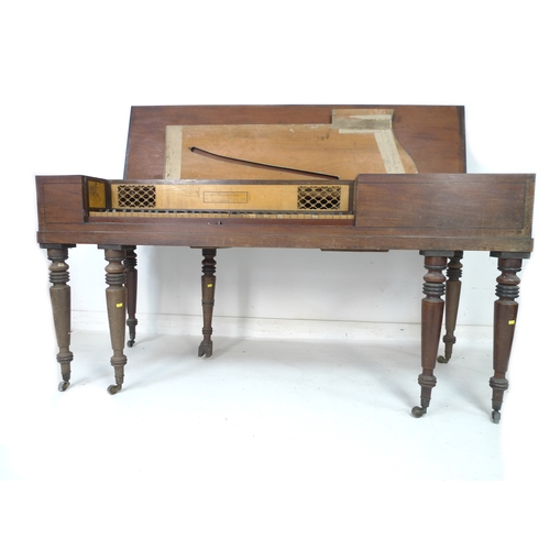 390 - An early 19th century square piano by John Broadwood & Sons, London, mahogany case raised on six tur... 