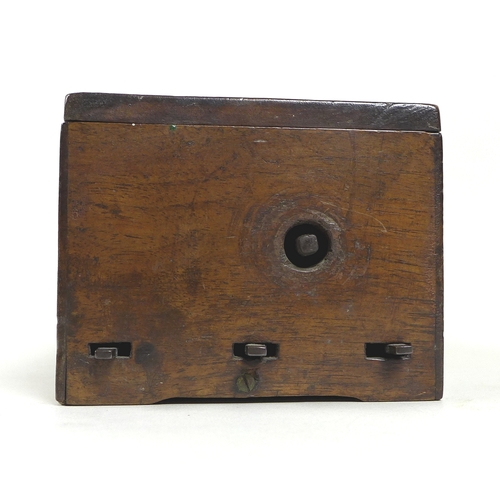 127 - A 19th century mahogany cased music box, playing four airs, possibly Nicole Freres, with three slidi... 