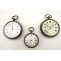 A group of three 19th century key wind pocket watches, a/f, without keys, 10toz overall. (3)