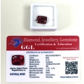 A heat treated cushion cut 6.75ct loose ruby, with GGL certificate.