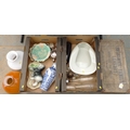 Eleven vintage glass bottles and other collectables and ceramics, including Feathestone, Meridale bo... 