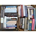 A quantity of books, comprising hardbacks, art, history, some biographies and several novels. (2 box... 