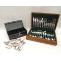 A late 20th century canteen of silver plated flatware, together with a 19th century correspondence b... 