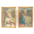 Two early 20th century watercolours of ladies in renaissance period attire, a lady depicted with a b... 
