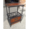 A Victorian magazine stand of burr walnut and ebonised wood, with rectangular inlaid top with raised... 