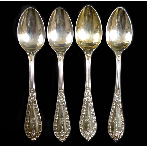 6 - A suite of Edwardian EPNS cutlery, bead pattern, with engraved terminals, comprising together with a... 