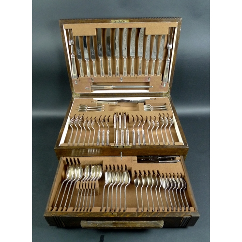 5 - An Elizabeth II canteen of silver plated flatware, James Dixon & Sons Sheffield, with Art Deco style... 