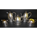 A five piece Elkington Silver plated tea and coffee service, of beehive form with foliate bright cut... 