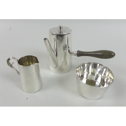 4 - A mid 20th century silver plated hot chocolate set, by William Hutton & Sons, of tapering cylindrica... 