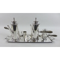 A mid 20th century silver plated hot chocolate set, by William Hutton & Sons, of tapering cylindrica... 