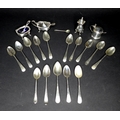 A group of seven Georgian silver teaspoons, together with eight other later silver teaspoons, an Edw... 