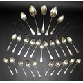 A quantity of Georgian flatware, including a Scottish dessert spoon, 1804 Edinburgh, a table spoon, ... 